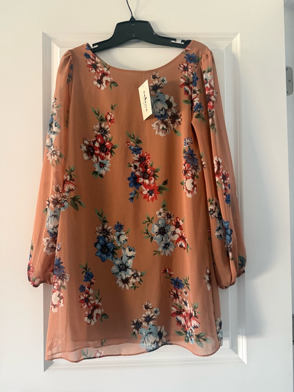 Floral Midi Dress in Dusty Peach